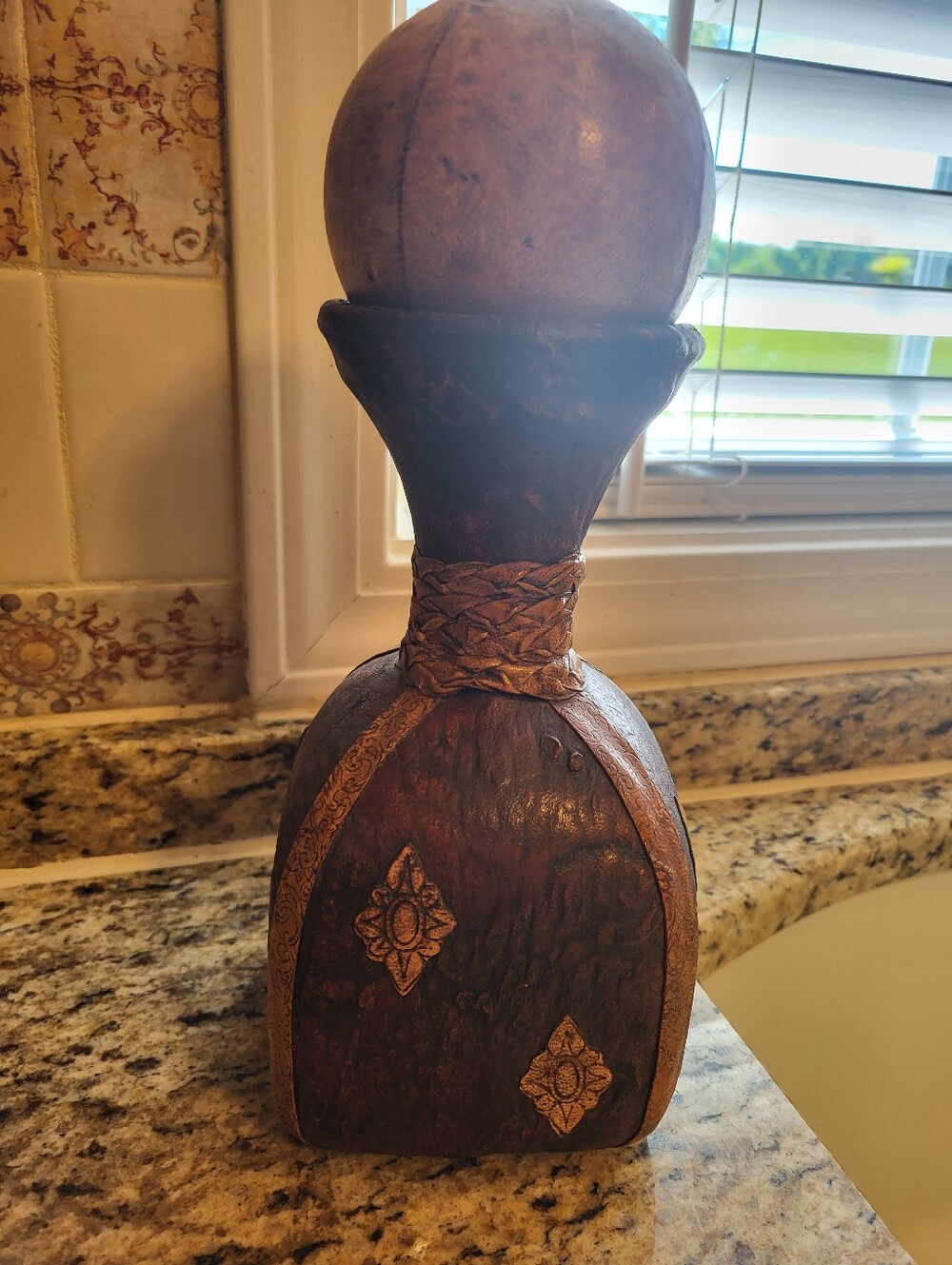 Italian Leather Wrapped 11.5 X 4.25 In. With Beige And Brown